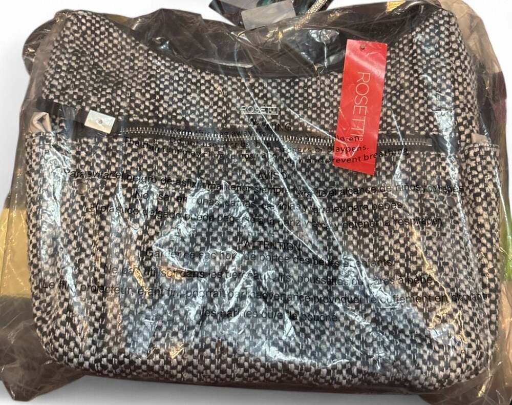 Rosetti Drew Coho Black and White Tweed Shoulder Handbag